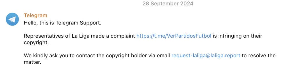 notificacion copyright telegram